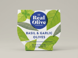 Basil and garlic olives