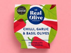 Chilli, garlic & basil olives