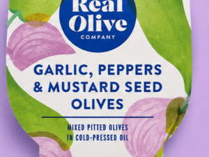 Garlic, pepper & mustard seed olives